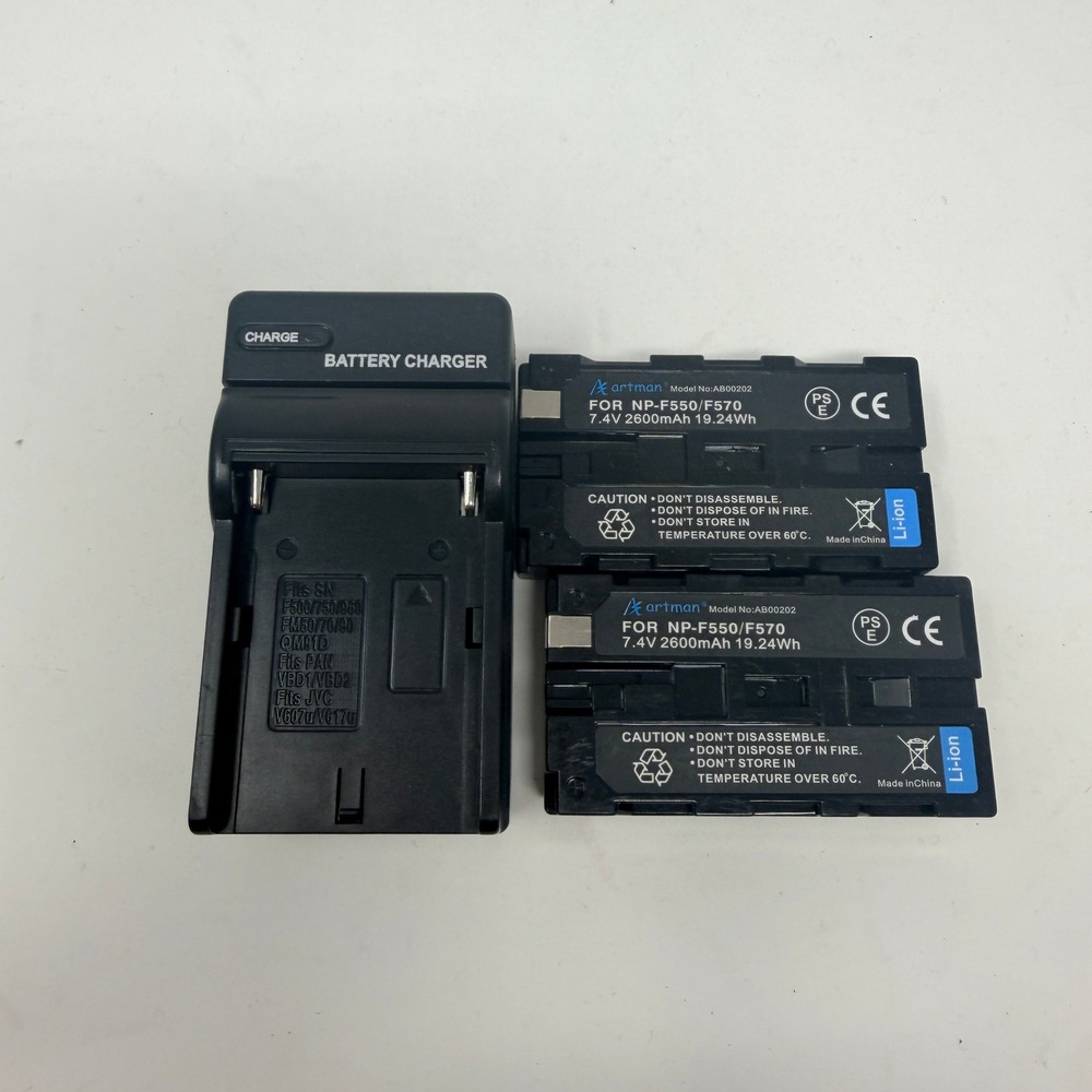 Artman NP-F550/F570 Battery Charger 2 Pack 2600mAh Black Preowned AB00202 AC003